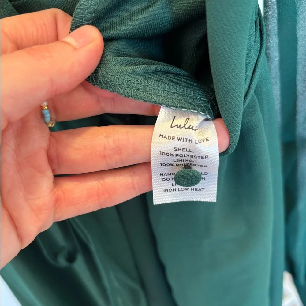 Lulu's Green Long Sleeve V-Neck Gown - Picture 6 of 6